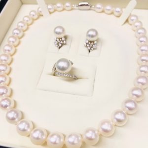 真珠 パール ネックレス ダイヤモンドピアス リング