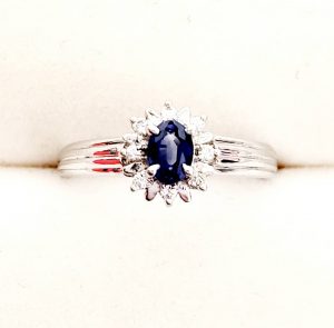 Pt900 ブルートパーズ 0.29ct メレ 0.06ct リング