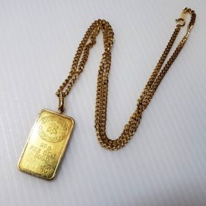 K18　インゴットトップ付きネックレス