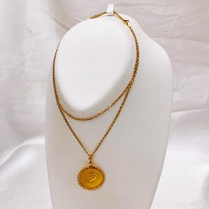 K24/K18 メイプルリーフコイン付ネックレス