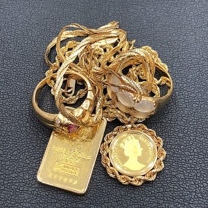 金インゴット・1/25oz金貨・K18リング ネックレス