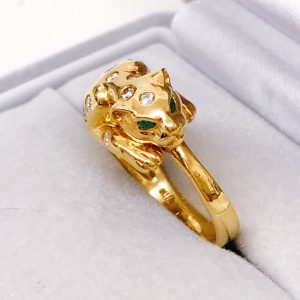 K18 エメラルド メレダイヤ付リング