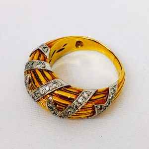 K18/Pt900 メレダイヤ付きリング