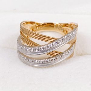 K18/Pt900 メレダイヤ付きリング