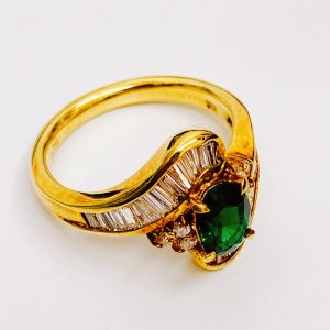 K18 エメラルド付きリング