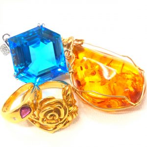 K18 Pt900 ブルートパーズ 色石アクセサリー