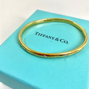 ティファニー T ダイヤモンド ヒンジ バングル 18K ゴールド
