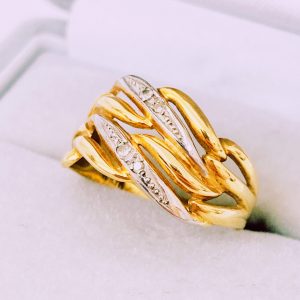 K18/Pt900  メレダイヤ付き リング