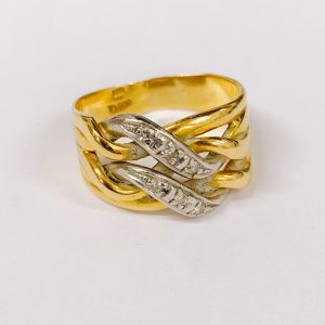 K18/Pt850 メレダイヤ付 リング