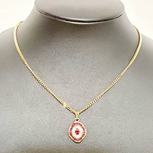 K18 ルビー メレダイヤ 付きネックレス