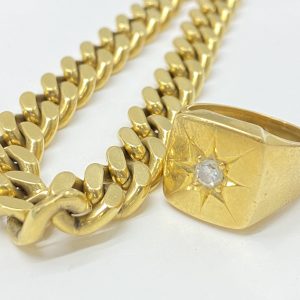 K18　喜平ブレスレット　印台リング