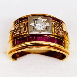 K18/Pt900 ダイヤ付リング