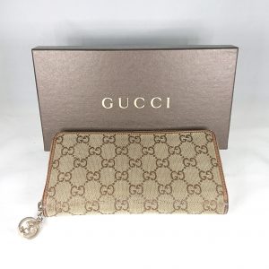 GUCCI GGキャンバス×レザー 長財布