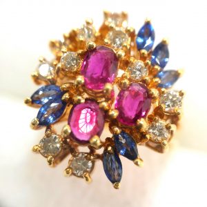 18K サファイア ルビー ダイヤモンド デザインリング