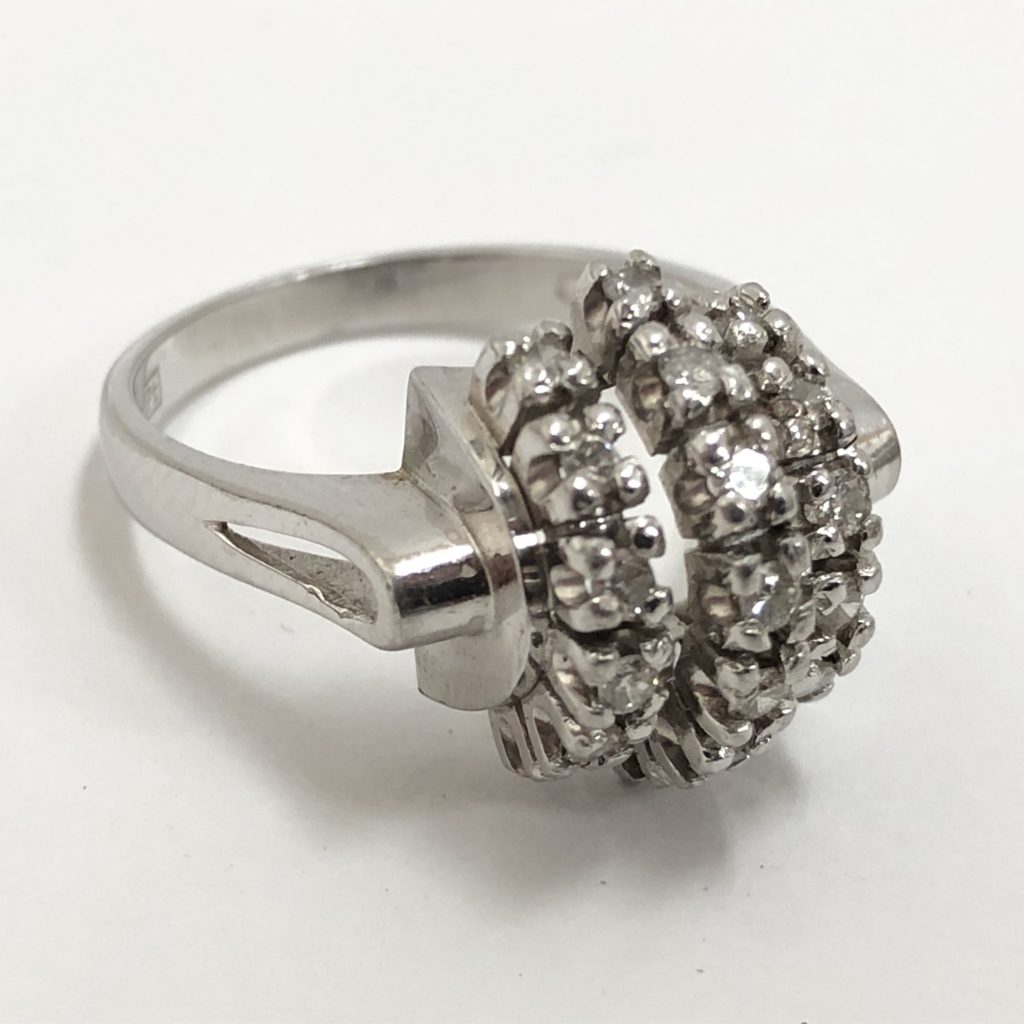 真珠パール、オパール、ダイヤモンド、３石リング11号プラチナ900
