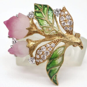 K18/Pt900 天然ダイヤモンドブローチ 0.35ct