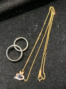 プラチナリング　Pt　K18　ネックレス　サファイア