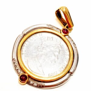 K18 Pt1000 金貨 メレダイヤ ルビー 付き トップ