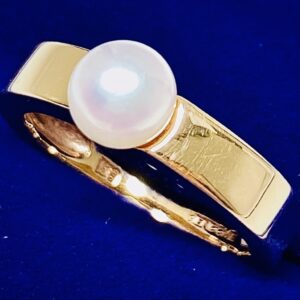 K18パール付きリング