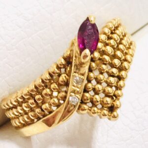 K18 ルビー メレダイヤ リング