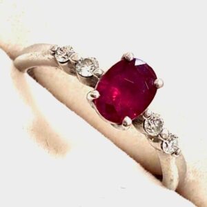 Pt900 ルビー メレダイヤ リング