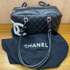 CHANEL　シャネル　カンボン　ボストン　バッグ　レディース　ブラック　黒色　ロゴ入り