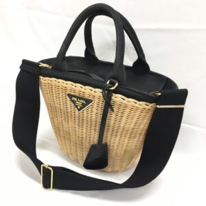 PRADA ウィッカー×キャンバス かごバック