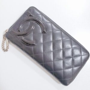 CHANEL シャネル カンボンライン カーフスキン キルティング ジップ ウォレット