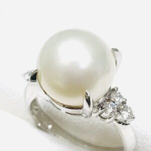 Pt900 パール メレダイヤモンドリング