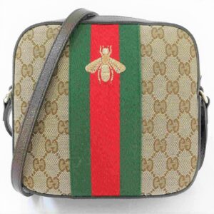 GUCCI　グッチ　ショルダーバッグ　GGキャンバス　ゴールドビー
