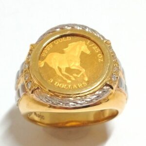 K18 ベース Pt900 リング K24 コイン付き