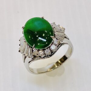 Pt900 ヒスイ&メレダイヤ0.5ct付きリング