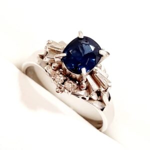 Pt900 サファイア メレダイヤ リング