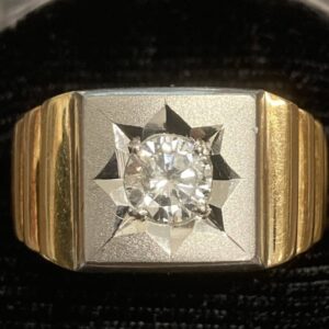 K18 リング Pt900 ハーフ コンビ 金ベース ダイヤモンド 指輪 印台