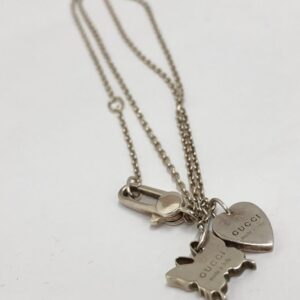 GUCCI グッチ ハート&バタフライ シルバーネックレス