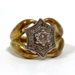 K18 Pt900 ダイヤ0.3ct メレダイヤ0.12ct付 リング