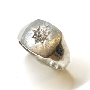 Pt900 ダイヤ付き印台リング