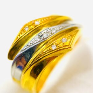 K18 Pt850 メレダイヤモンド 金プラチナ コンビリング