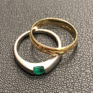K18リング / Pt900 エメラルド リング
