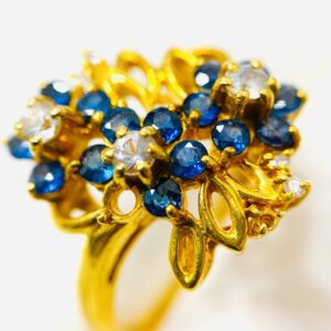 K18 ダイヤモンド メレサファイアジュエリーリング