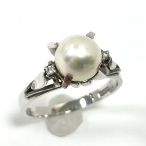 K14WGパール1ct付リング