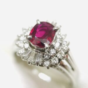 Pt850 ルビー メレダイヤモンド プラチナ ジュエリーリング