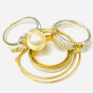 Pt850 K18 パール メレダイヤモンド リング ピアスおまとめ