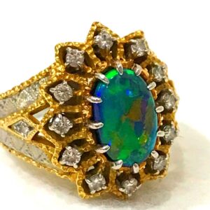 Pt900 K18 オパール1.8ct ダイヤモンド0.8ct コンビリング