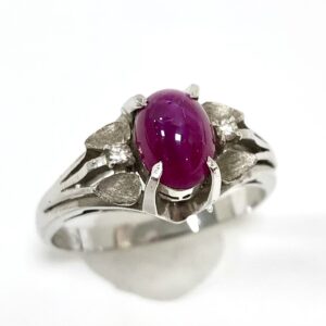K14WG ルビー0.4ctメレダイヤ0.02ct付リング