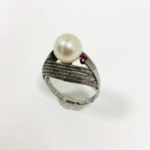 K14WGパール2ctメレダイヤ0.36ct付リング