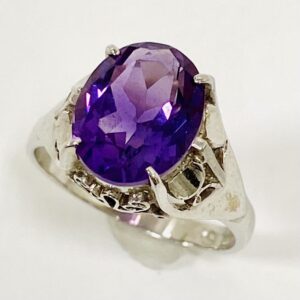 K14WG アメシスト6ct付リング
