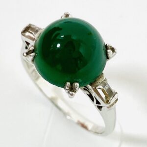 K14WG 翡翠4ct付リング