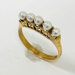 K18 5連パール付リング