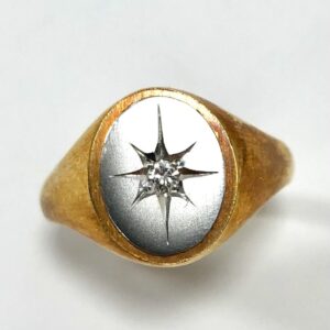 K18ベースPt900 メレダイヤ付リング